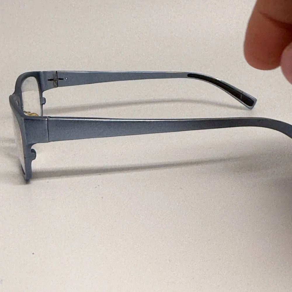 Unbranded Blue Metallic Rectangular Eyeglass Frames with Clear‎ Lenses